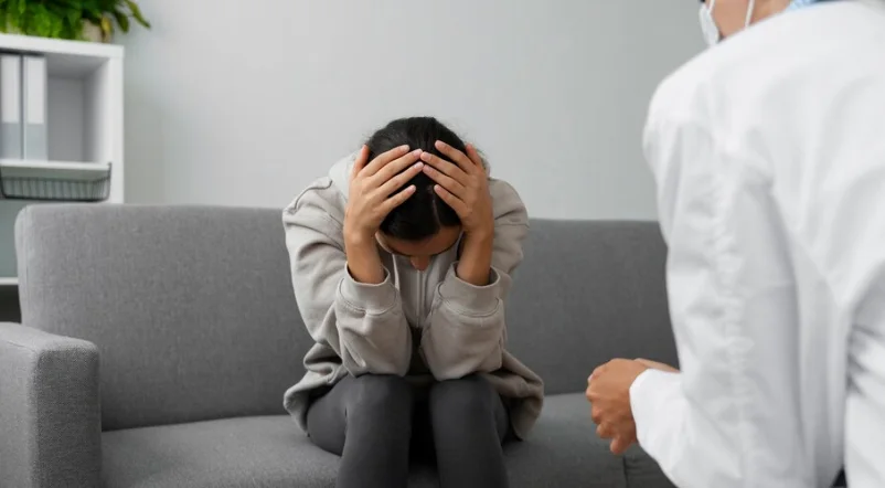 психиатр разговаривает с девушкой болеющей клептоманией